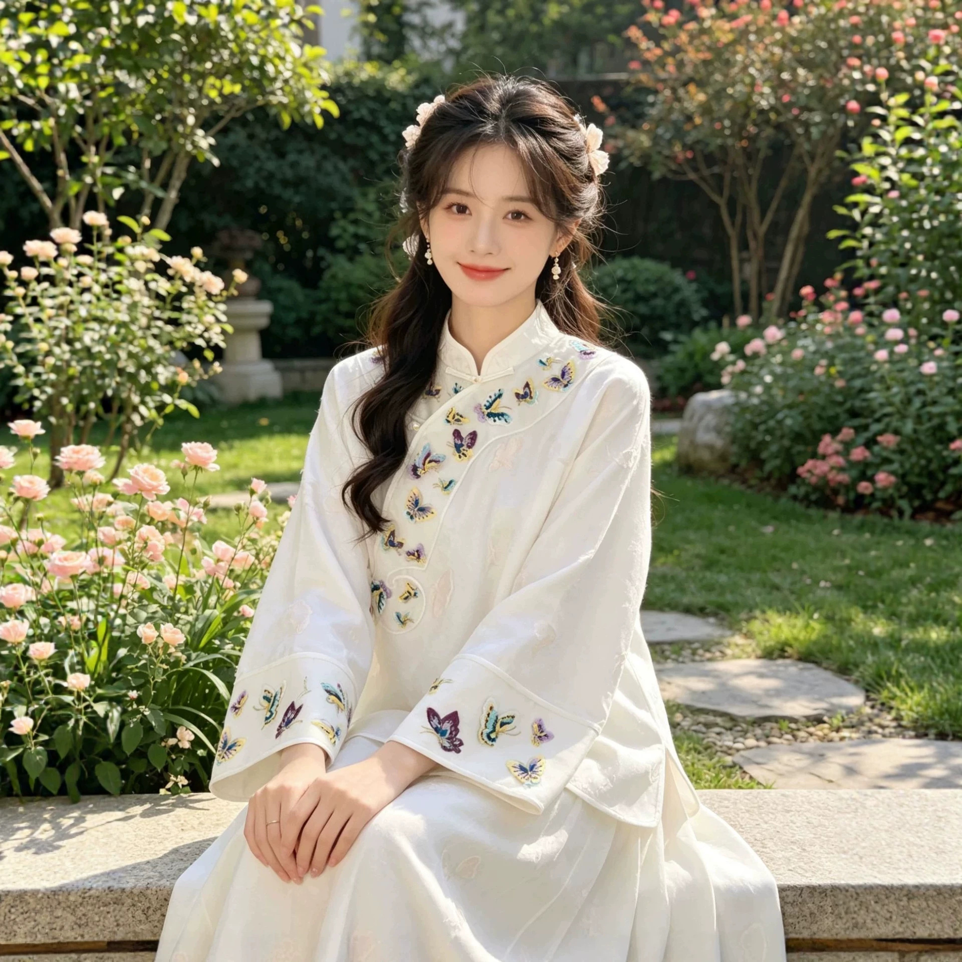 New Chinese-Style Zen-Inspired White Stand-Collar Shirt for Early Autumn, High-End and Unique, Beautiful Blouse for Women 26