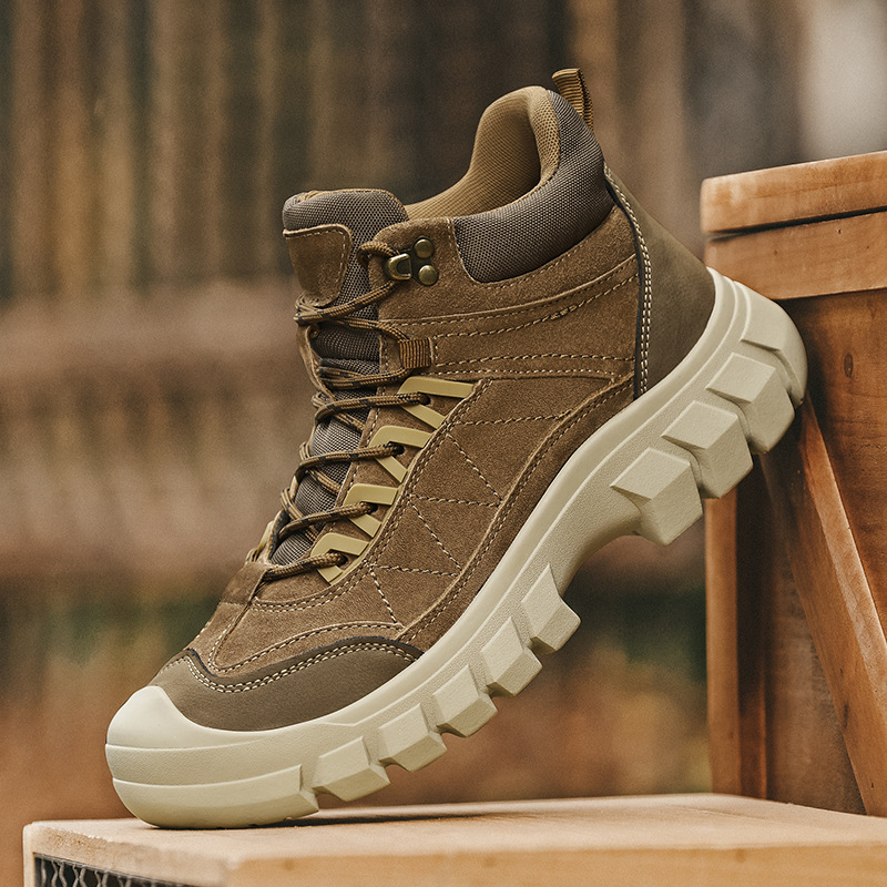 Men's Outdoor Hiking Shoes High-Top Wear-Resistant Height-Increasing Shoes Warm British Trend Casual Men's Shoes Snow Bo_vogvips.com