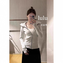 拉链带钢印~lulu同款scuba卫衣女秋冬季加绒修身显瘦休闲连帽外套