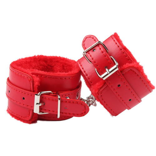 Adult sex toys PU leather plush handcuffs binding hand and foot cuffs SM sex props wholesale