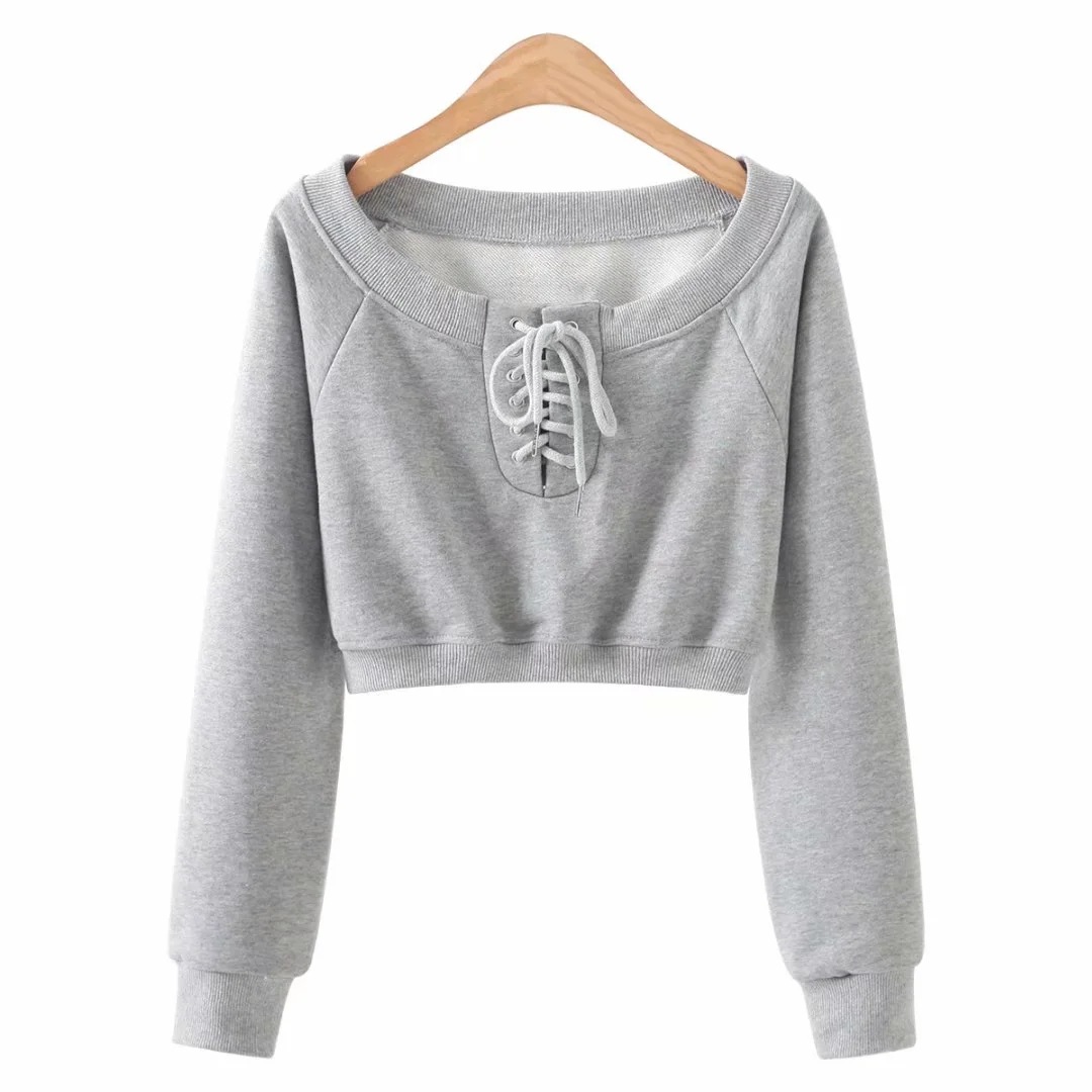 spring new style drawstring one-shoulder sweatshirt NSHS29385