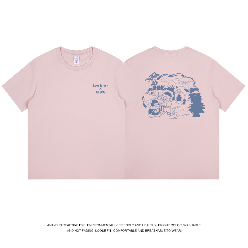 メンズ日本のレトロプリント半袖メンズピュアコットン多用途ルーズカップルトレンディなブランド夏の Tシャツ女性トップスイン|undefined