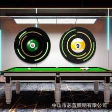 台球厅背景墙黑桃8灯箱定制台球俱乐部装饰背景墙黑8立体装饰墙画