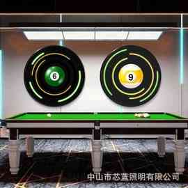 台球厅背景墙黑桃8灯箱定制台球俱乐部装饰背景墙黑8立体装饰墙画
