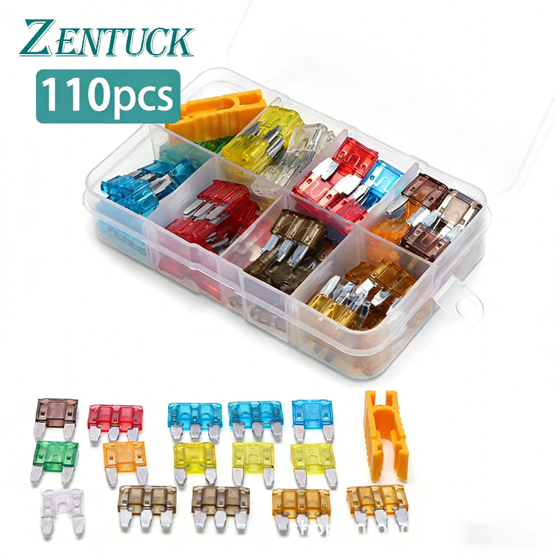 110pcs插片保险丝小号锌质三脚插片式保险丝组合汽车保险丝片