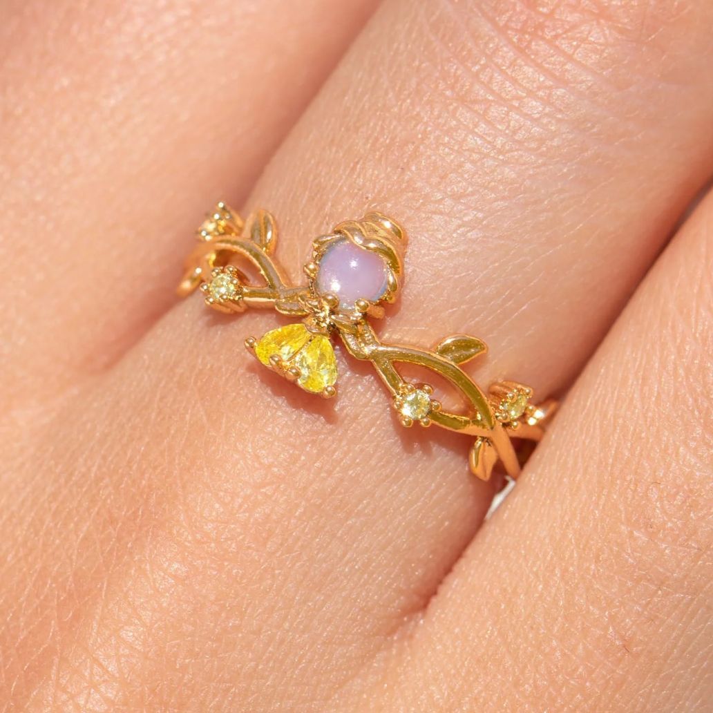 All Seasons Season Women's Gender Copper Zircon Cartoon Character Flower Plating Open Rings