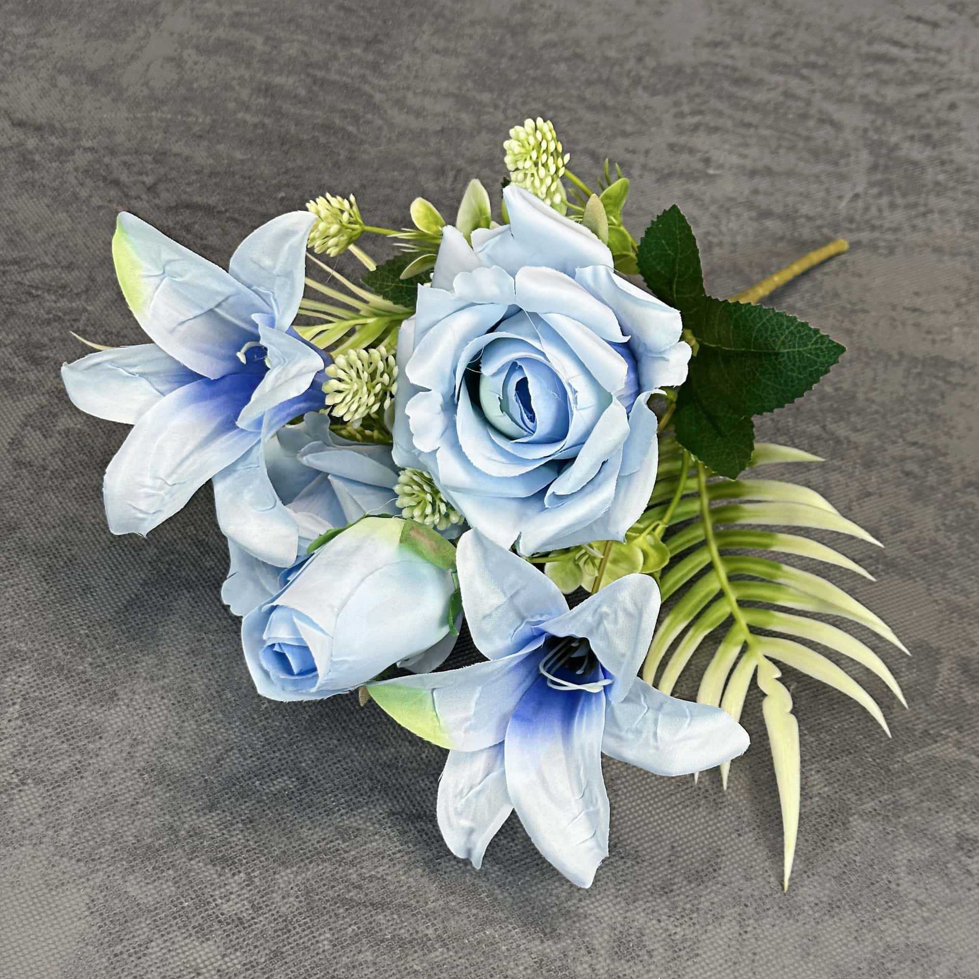 Simulación Rose Lily Combinación Ramo Estilo pastoral Decoración de boda en el hogar Decoración de flores falsas hechas a mano al por mayor