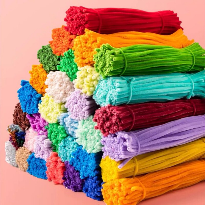 Macaron Twist Sticks 6mm Dense Plush Kindergarten DIY Chenille Bouquet Material Kit Assembly Wholesale