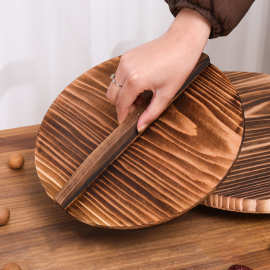 木质厨房锅盖实木大铁锅锅盖圆形炒锅盖 蒸饭桶盖圆形木头水缸盖