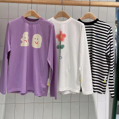 秋季新女士素然迷女装同款休闲运动干爽图形圆领长袖T恤A5TS