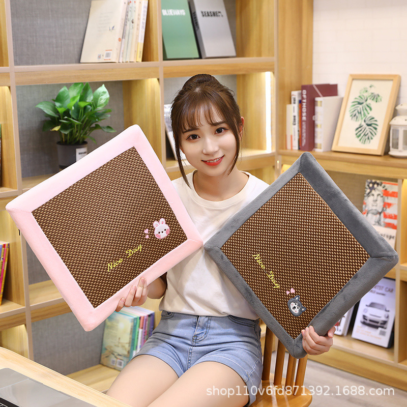 夏季服装厂员工坐垫凳子麻将凉席透气软垫子夏天学生椅子椅垫通用