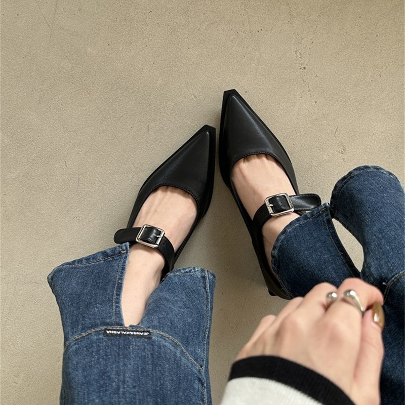 French-style Pointed-toe High-heeled Shoes, New Autumn 2025 Collection, Elegant And Versatile, Retro Low-heel Chunky_vogvips.com