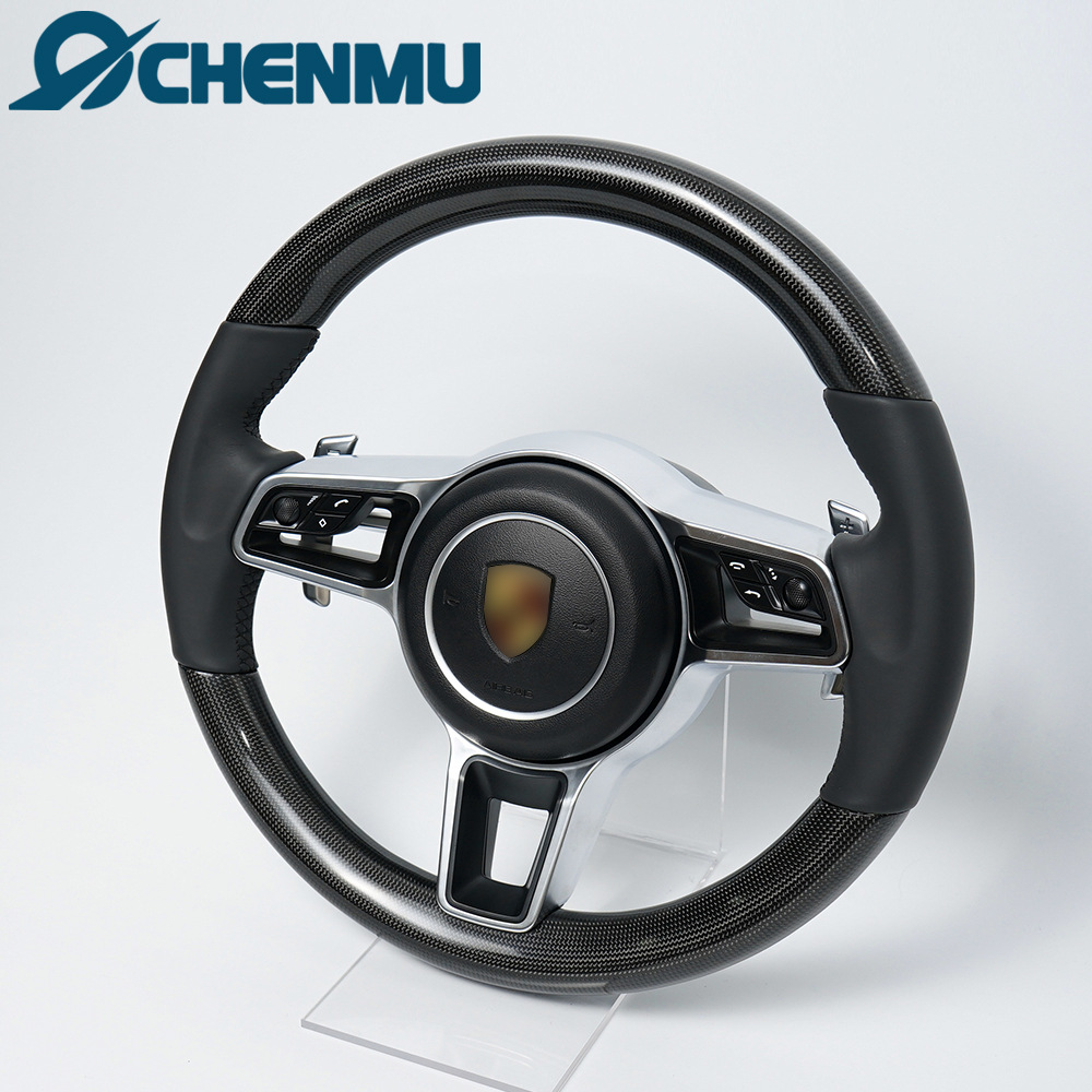 Modified Carbon Fiber Steering Wheel Assembly for Porsche Panamera 911 Cayenne Cayman 718 Boxster