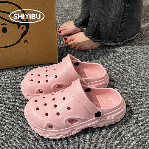 Thick-soled parent-child hole shoes for summer, 2025 new style, height-increasing EVA slip-on sandals with a 