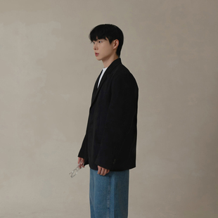Suede Suit Jacket Men's Spring and Autumn Vintage Maillard Wear Light Luxury Suit Jacket Men