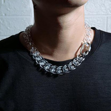 潮牌高街机能风透明亚克力拼接项链ins冷淡风嘻哈保险扣蹦迪项链