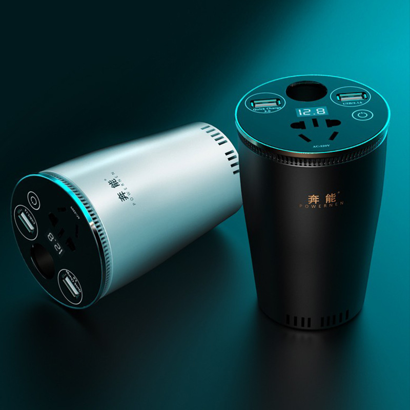 Cup-type car inverter 12V24V car truck Universal to 220V fast charge converter Off-Grid inverter