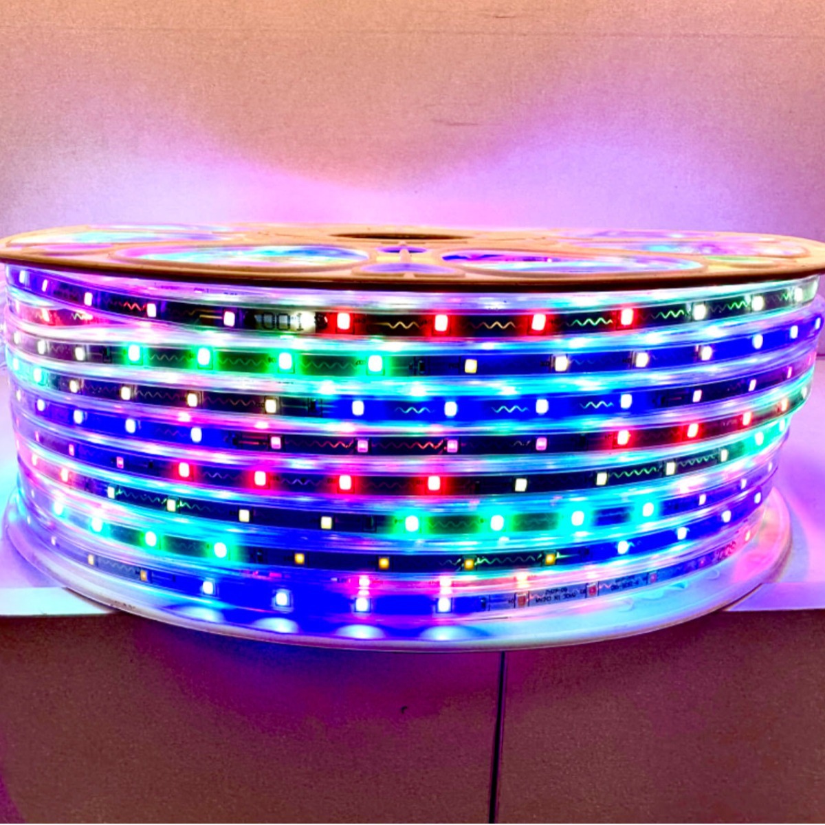 Cross-border direct supply outdoor horse running water six-color changing LED strip outdoor waterproof 220V-2835 flashing light bar