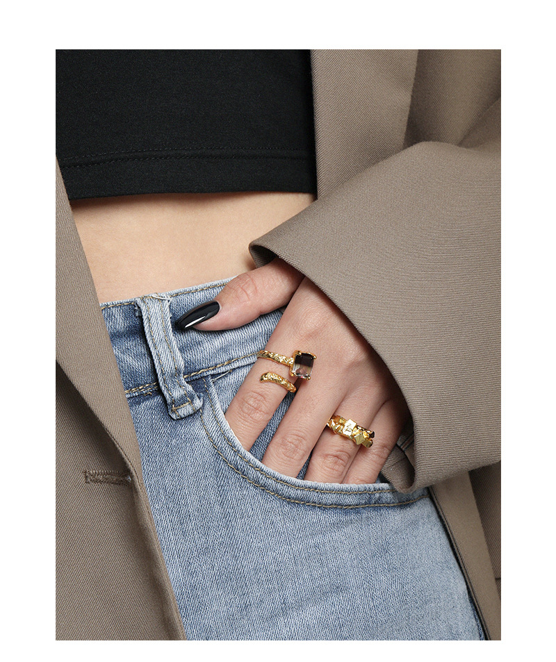 Korean version of ins niche design Wrong edge micro-inlaid synthetic tourmaline texture texture S925