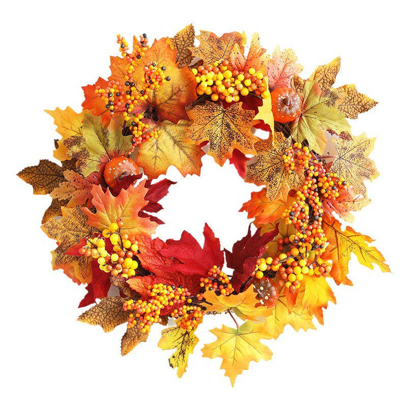 Verde de seda de Halloween Garland calabaza decoración cosecha Festival Garland Acción de Gracias decoración de la familia puerta colgante anillo de ratán lote mixto