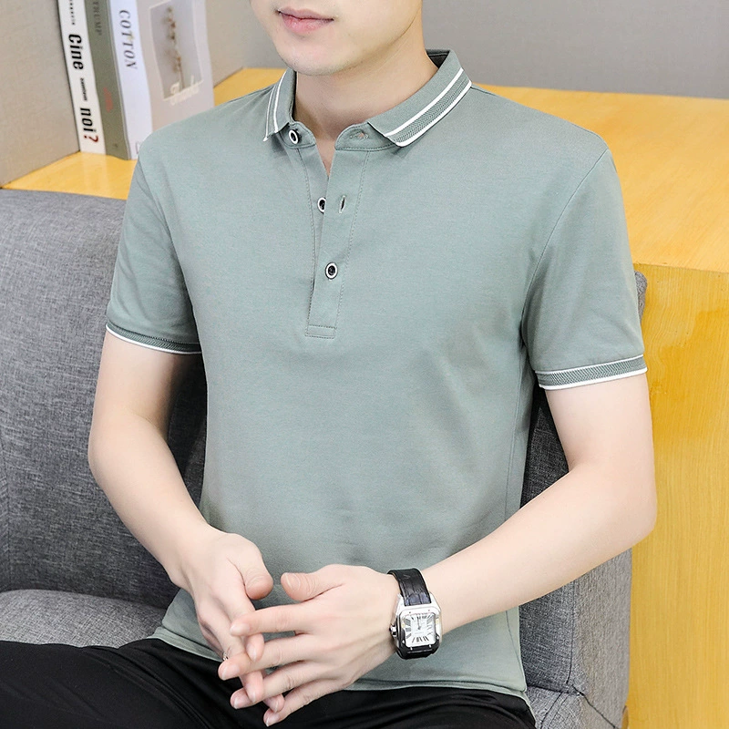 Мужская рубашка поло 2022 лето новый стиль повседневная рубашка с короткими рукавами POLO мужская тонкая футболка сплошной хлопчатобумажный топ мужской