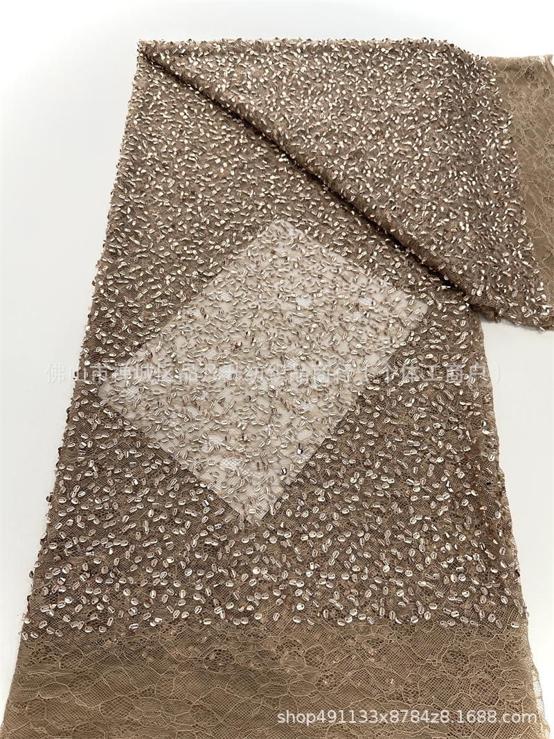 Tejido de sequinilla tejido de bordado pesado tejido de cordón de encaje de verano vestido de noche alta tela de moda image 13