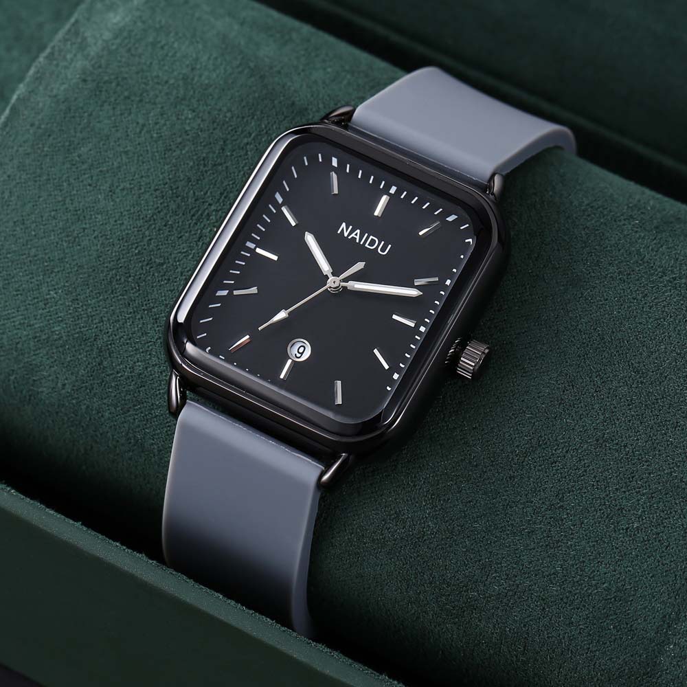 2024 New Rectangular Silicone Strap Student Watch Quartz Watch Business Fashion Baimei Cross-border E-commerce