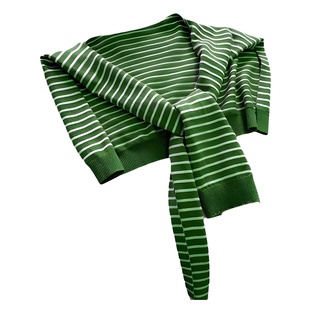 One-Piece Striped Korean Style Knitted Shawl with Concave Shape and Layered Irregular Shoulder Cape for Women