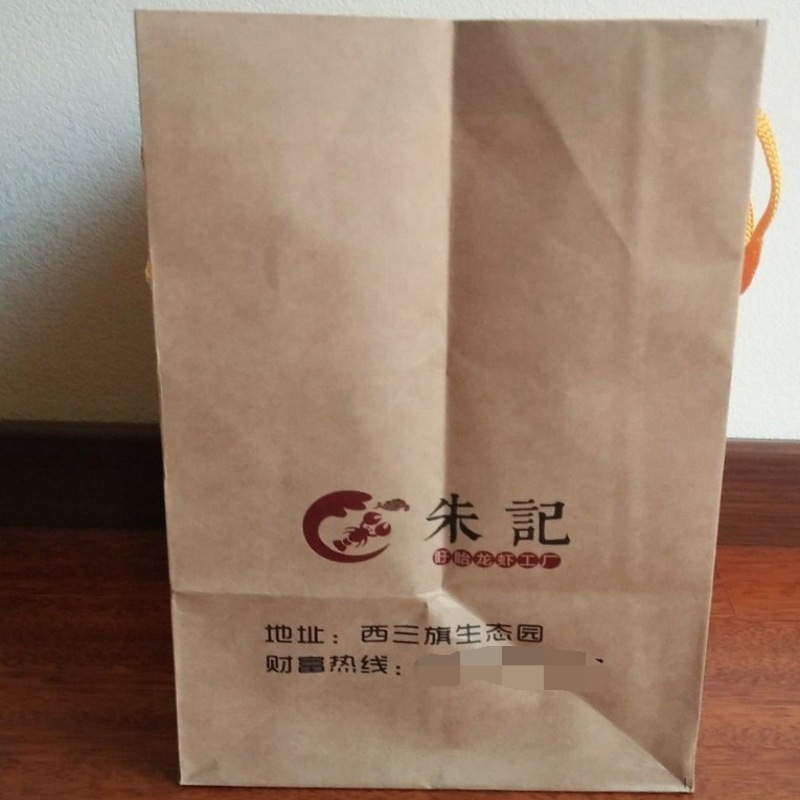 【厂家制作】送餐打包袋 牛皮纸包装袋包装纸袋 打包纸袋印刷logo