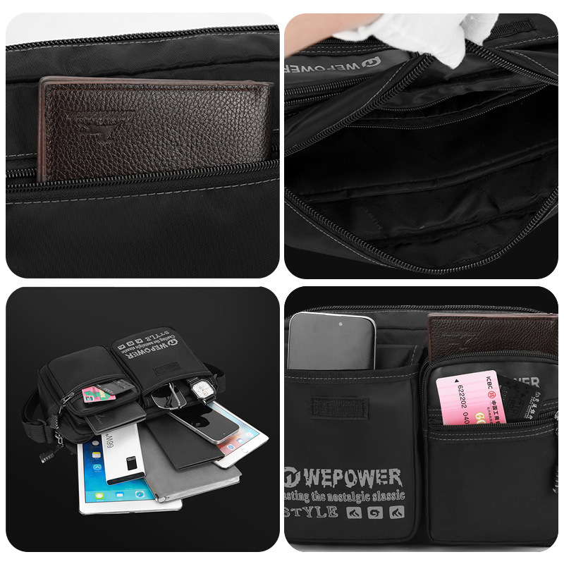 WEPOWER nueva moda multi-bolso de hombro casual bolso de bolsillo multi-bolso de viaje de viaje de viaje ultra ligero bolso de tramo inclinado