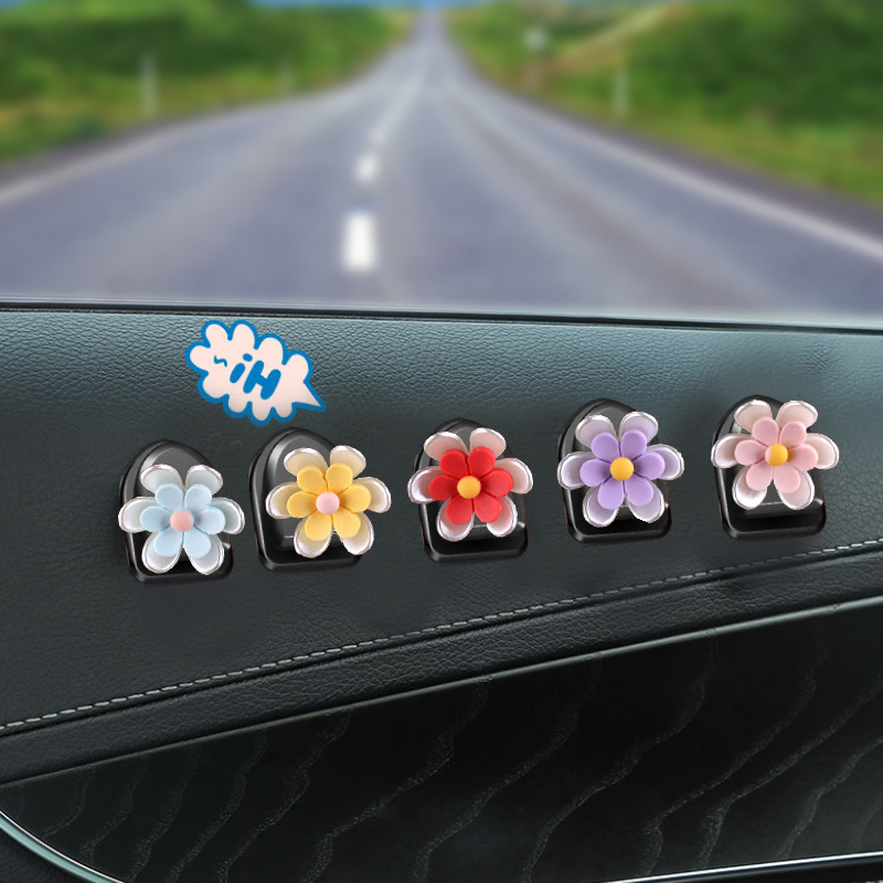 Nuevo producto lindo sacudiendo la cabeza margarita decoración del coche flores frescas decoración del espejo retrovisor de la consola central del coche
