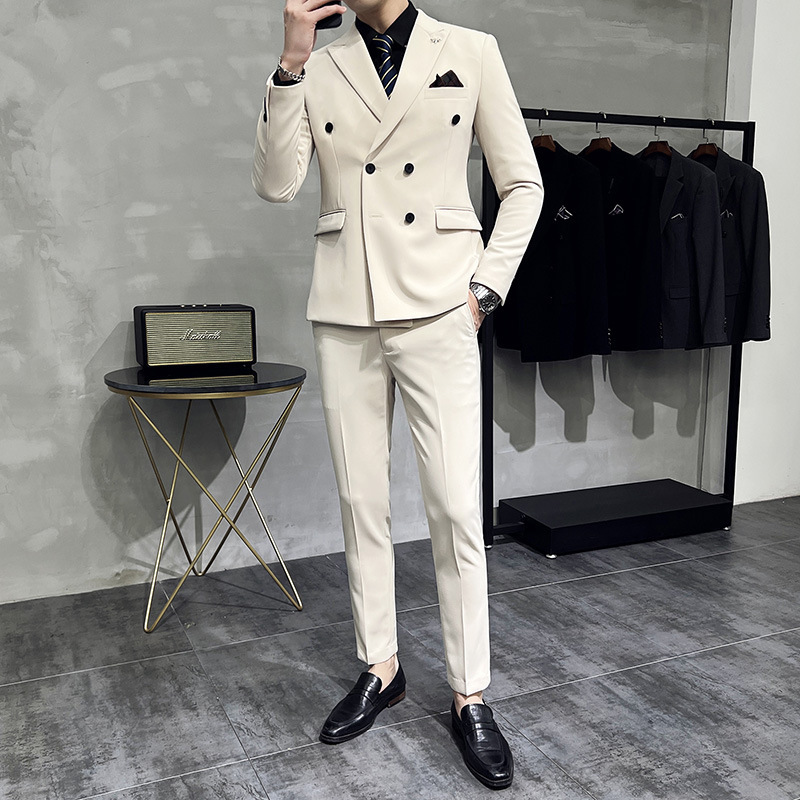 Wholesale Suit suit Four Seasons high quality Men's Suit Handsome Double Breasted Suit suit Groom Host Suit