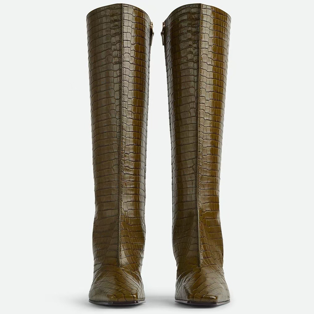 Talons hauts grande taille, talons épais, carrés, bottes courtes jusqu'aux genoux, bottes hautes, bottes de chevalier_voghion.com