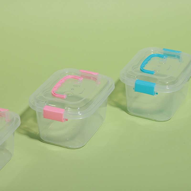 小型透明プラスチック手提げ収納ボックス積み木玩具雑品整理箱スナック収納ボックス部品箱|undefined
