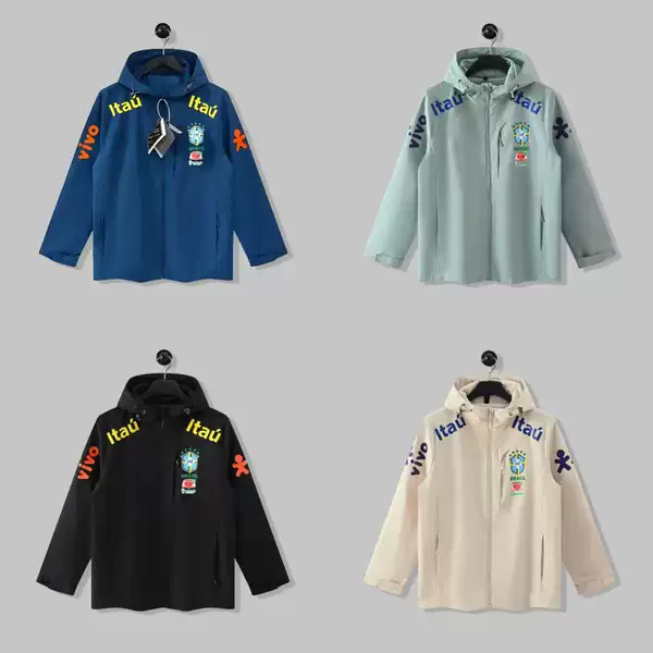 National Team Football Uniform Brazil Neymar Same Style Windproof Waterproof Jacket for Adults Thin Style Cross-Border Wholesale in Stock
