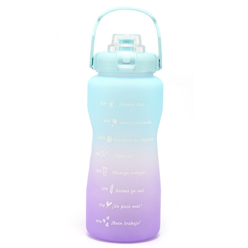 Personalizado esmerilado gradiente deportes gran capacidad botella de agua espacio Copa Amazon regalo al aire libre paja taza de agua conjunto