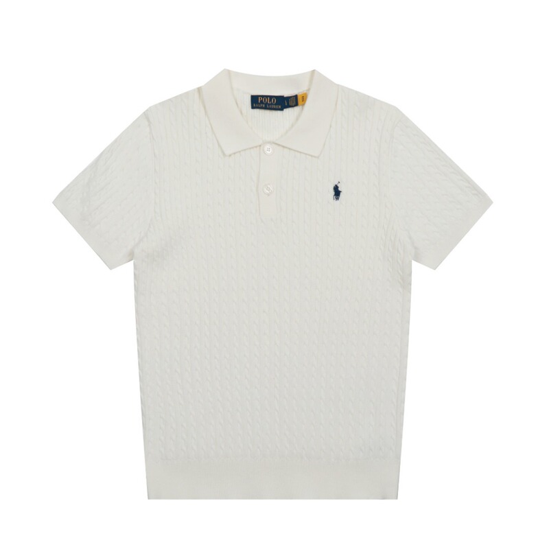 2025 スキャン可能 R*L ホームポニーロゴ刺繍 POLO 半袖セーター 小さなツイストラペル シンプル Tシャツ トップス|undefined