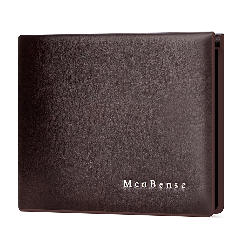 Ventas transfronterizas calientes de textura de cuero real cartera horizontal de negocios de hombre cartera corta de cuero de tres plegados cartera de moda de bisagra de hombre