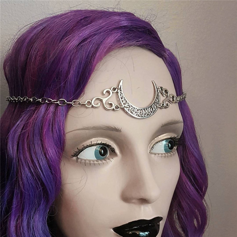 Moge Hot-Selling New Moon Head Chain Forehead Decoration Jewelry Pagan Moon Circle Gothic Moon Head Chain