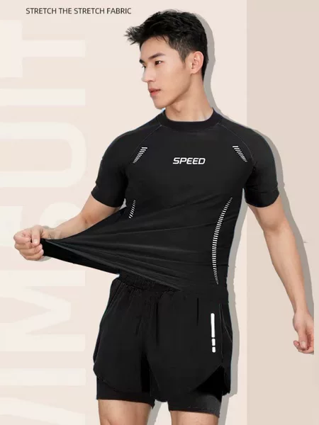 Swimsuit suit Men's Double Layer Swimming Trunks Youth Swimsuit Swimming Equipment Men's Full Set Boys' Top suit