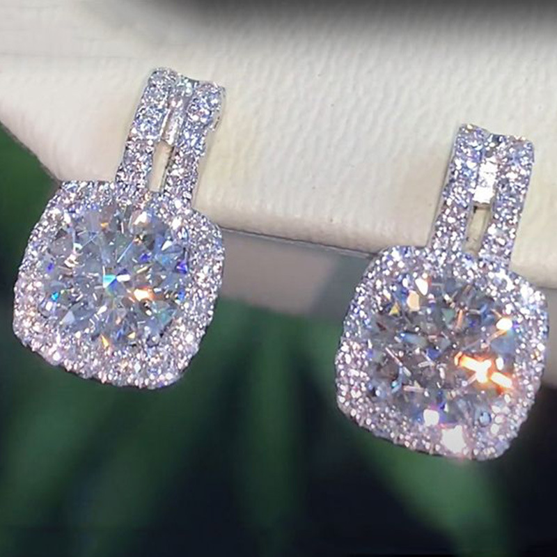 Earrings, Ear Studs Classification European And American New Simple Round Diamond Zircon Copper Earrings