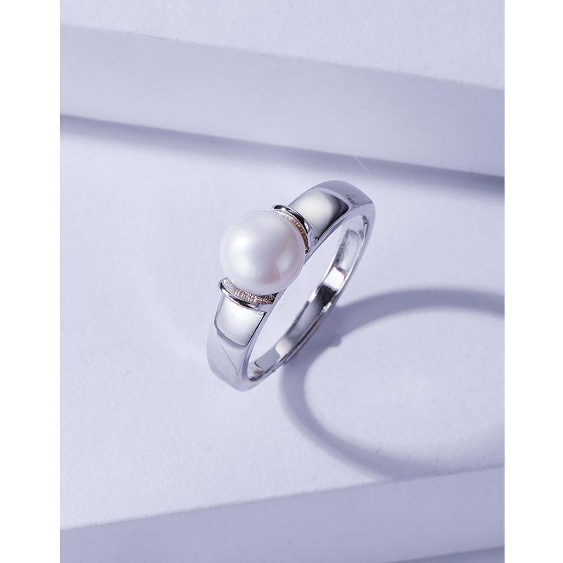 S925 plata esterlina anillo de perlas de agua dulce de las mujeres Luz de lujo moda nicho diseño sentido Otoño e Invierno anillo ajustable dedo índice pulsera
