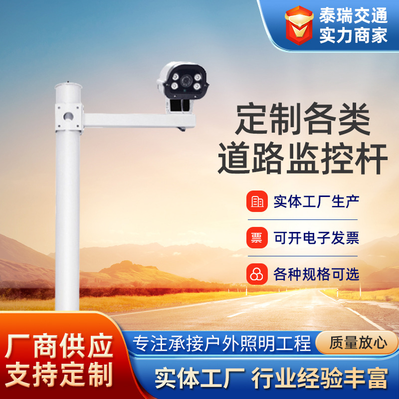 泰瑞监控立杆 2/3/4/5/6米镀锌管不锈钢杆小区摄像头道路八角架