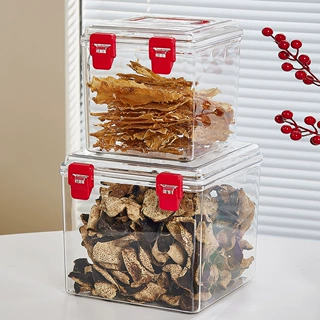 厂家现货透明PET密封存储箱 便携式食品干货药材防潮收纳展示盒