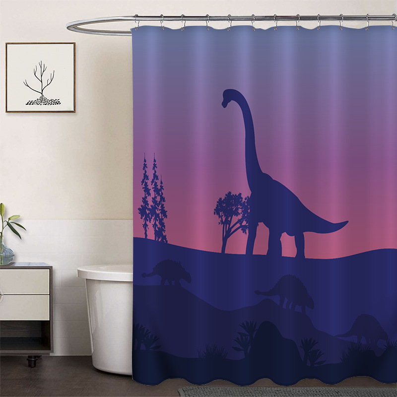 Cortina de ducha de poliéster impresa con hebilla de cortina de ducha de plástico baño cuarto de baño cortina de partición impermeable a prueba de moho