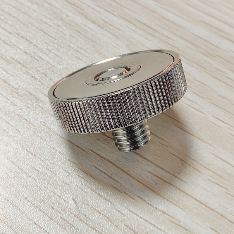 D33 M10内外螺纹 强磁性材料 磁铁元件配件磁座 40KG高强磁力滚花