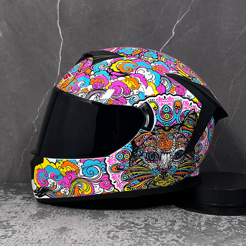 LVS casco de la motocicleta estándar nacional de los hombres y las mujeres del casco completo de doble lente de invierno motocicleta eléctrica Bluetooth cabeza Gris Cuatro Estaciones