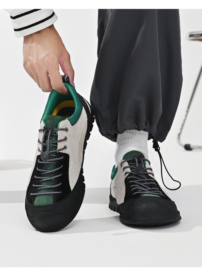Giày sneaker nữ cổ thấp da lộn mờ phong cách retro đế dày buộc dây — 3679 kaki, 3679 màu hồng, 3679m Trắng và Xanh, 3679m màu trắng và xanh lá cây chi tiết 16