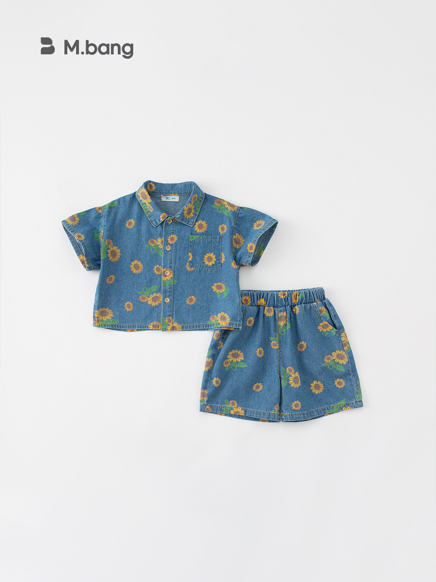 Ropa Infantil Youbao, Conjunto de Dos Piezas de Pantalones Cortos de Verano 2026 para Niños, Traje de Mezclilla para Niñas, Ropa Moderna para Niños Pequeños image 3