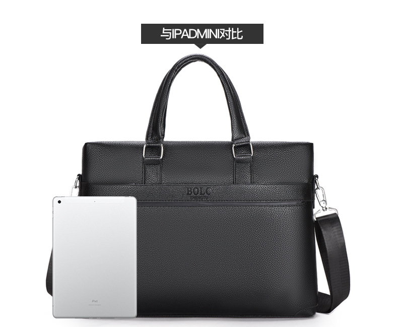 2025 Business Bag Men's laptop bag pu large Capacity Trendy single-shoulder hand-carry men's bag briefcase Item Picture